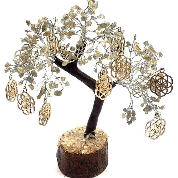 Arbre de vie et du Bonheur: Équilibre et Protection- Labradorite et Graine de Vie