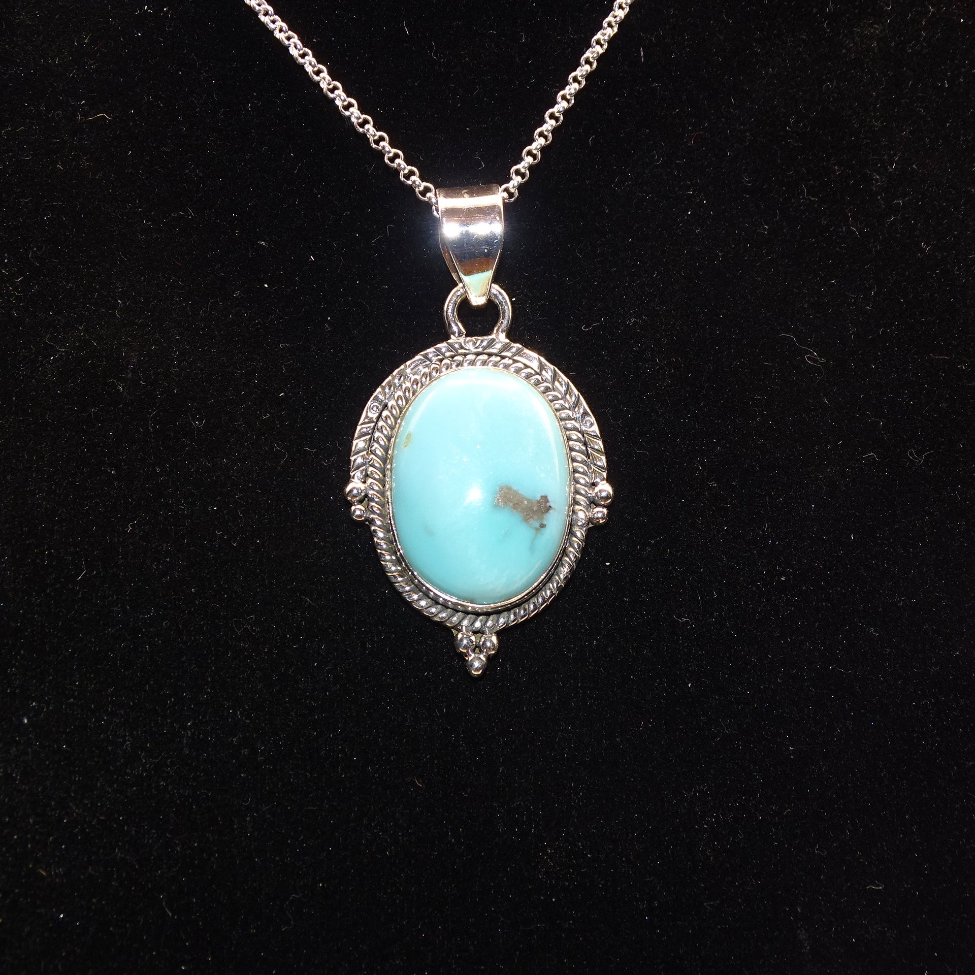 Pendentif Turquoise - Occasion - Bijou Ethnique Ou Bohème - Pierre Naturelle
