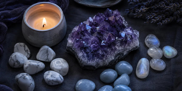 Pierres pour dormir en lithothérapie : améthyste, howlite, angélite et pierre de lune