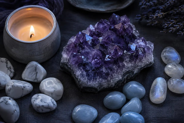 Pierres pour dormir en lithothérapie : améthyste, howlite, angélite et pierre de lune