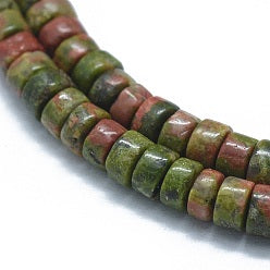 Unakite Fil de Perles Naturelle Heishi 3.8-4.2x2-4.5mm, env 39cm