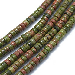 Unakite Fil de Perles Naturelle Heishi 3.8-4.2x2-4.5mm, env 39cm