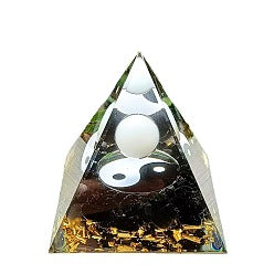 Pyramide Orgonite Jade, Obsidienne Noire et Yin Yang 60*60mm