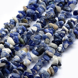 Fil de perles naturelles de Sodalite chips / Baroque 80cm