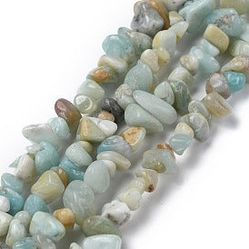 Fil de perles naturelles d'Amazonite chips / Baroque 80cm