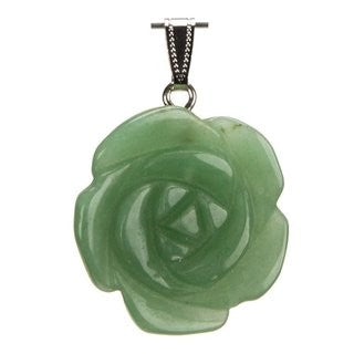 Pendentif Fleur en Aventurine, 35mm, avec cordon réglable