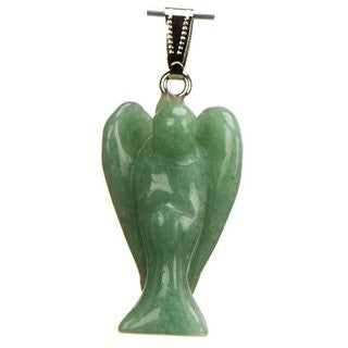 Pendentif Ange, 36mm, Aventurine Verte avec cordon réglable