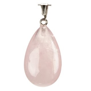 Pendentif Goutte Quartz Rose 38x24mm, avec cordon réglable