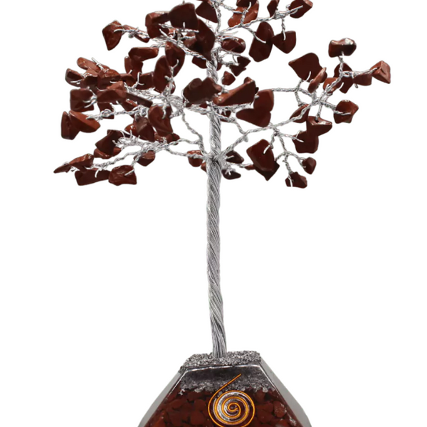 Arbre de vie et du bonheur: Tranquillité - Jaspe Rouge et Orgonite, 100 pierres