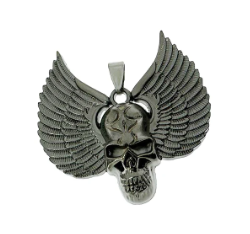 Pendentif Tête de Mort et Ailes 45x47mm, avec cordon réglable