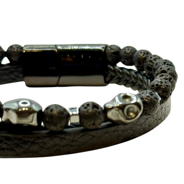 Bracelet Cuir et Pierre de Lave