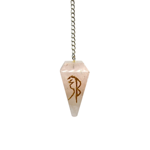 Pendule Pyramide Quartz Rose Reiki