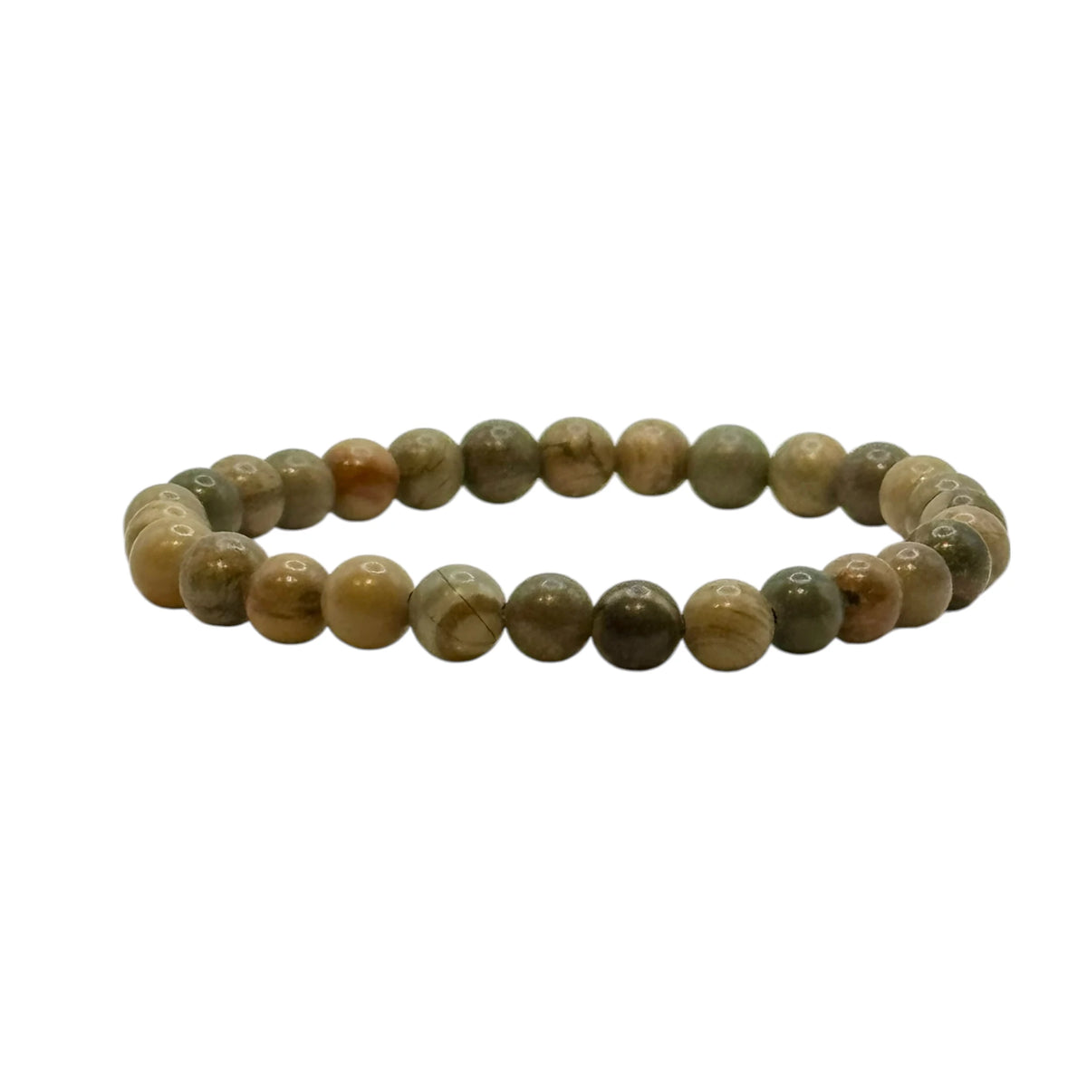 Bracelet "Ancrage & Équilibre" en Jaspe Feuille d'Argent Perles Rondes