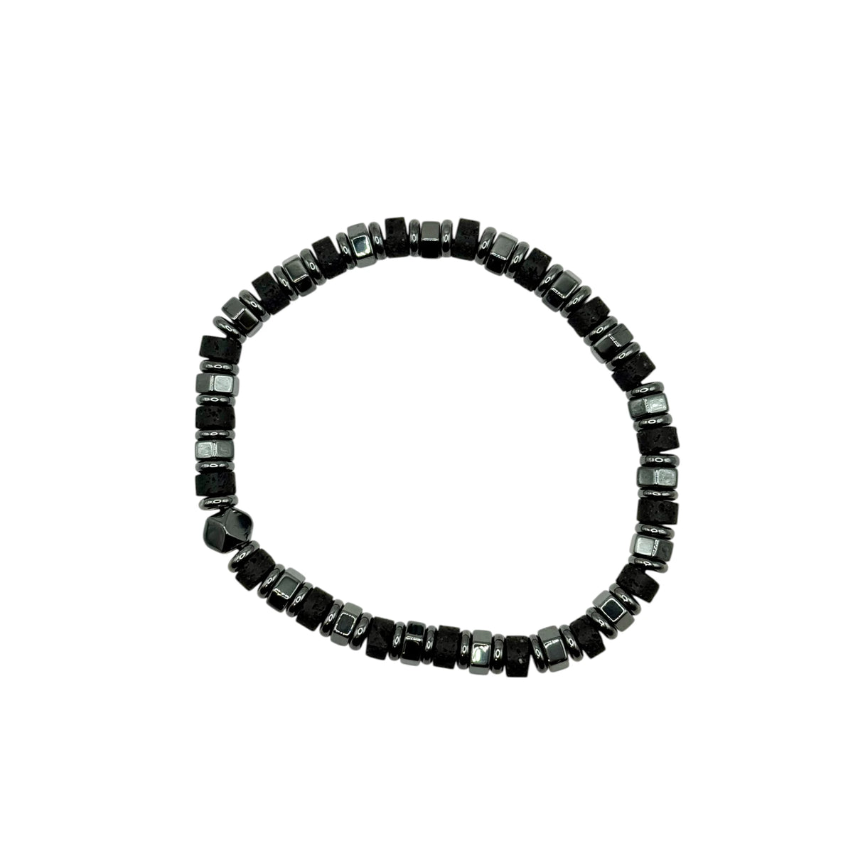 Bracelet Heishi Pierre de Lave, Hématite