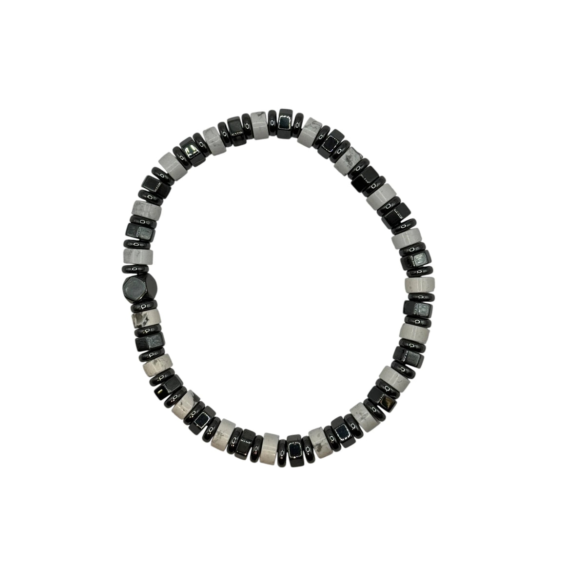 Bracelet Heishi Howlite, Hématite