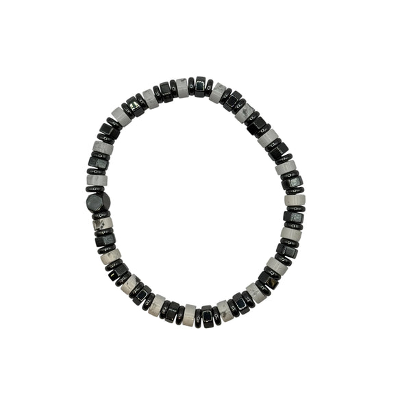 Bracelet Heishi Howlite, Hématite