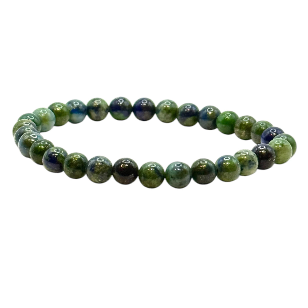 Bracelet "Intuition & Ancrage" en Azurite Malachite Traitée Perles Rondes