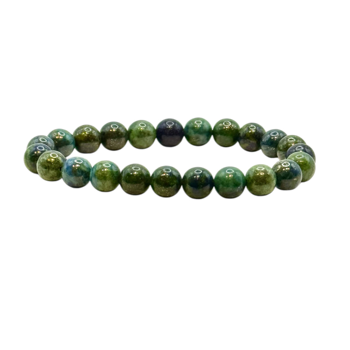 Bracelet "Intuition & Ancrage" en Azurite Malachite Traitée Perles Rondes
