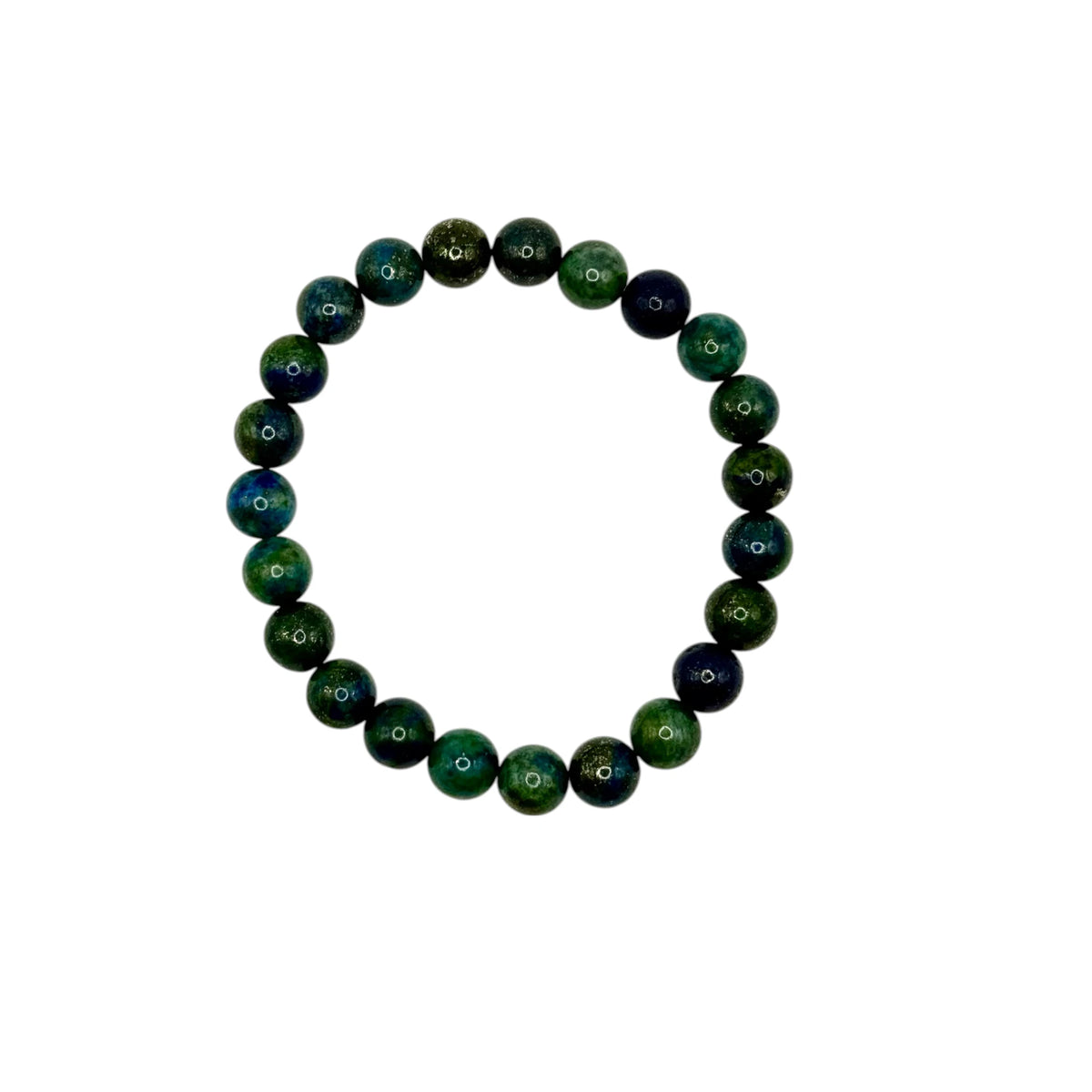 Bracelet "Intuition & Ancrage" en Azurite Malachite Traitée Perles Rondes