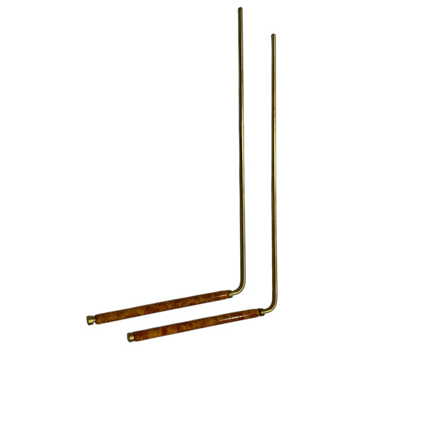 Baguettes de radiesthésie en laiton 22 cm avec manches en cuivre