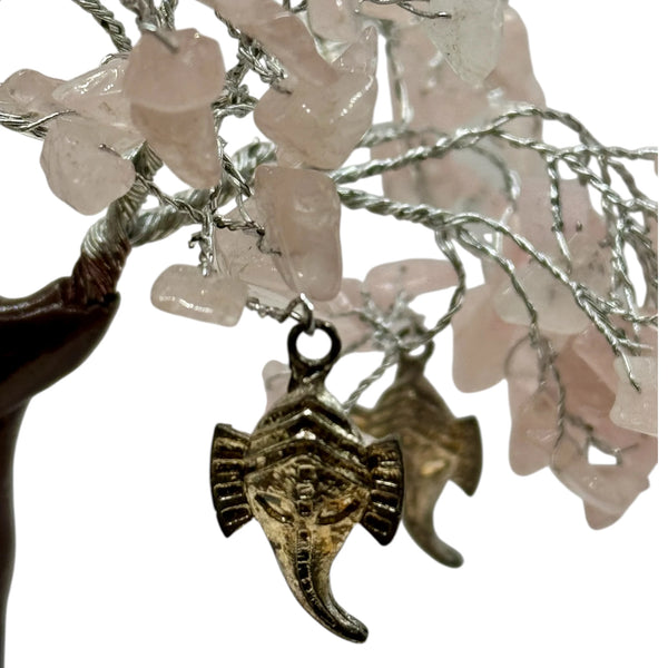 Arbre de Vie et du Bonheur: Sagesse - Quartz Rose et Ganesh