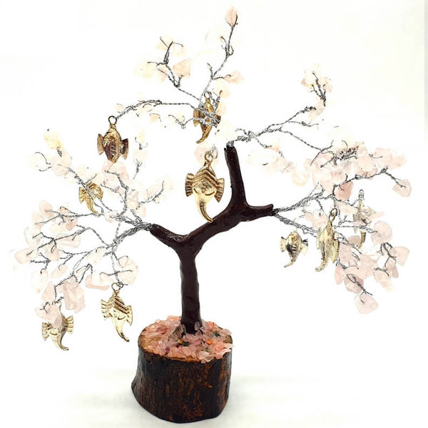 Arbre de Vie et du Bonheur: Sagesse - Quartz Rose et Ganesh
