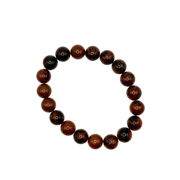 Bracelet "Ancrage & Vitalité" en Obsidienne Acajou Perles Rondes