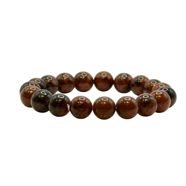 Bracelet "Ancrage & Vitalité" en Obsidienne Acajou Perles Rondes