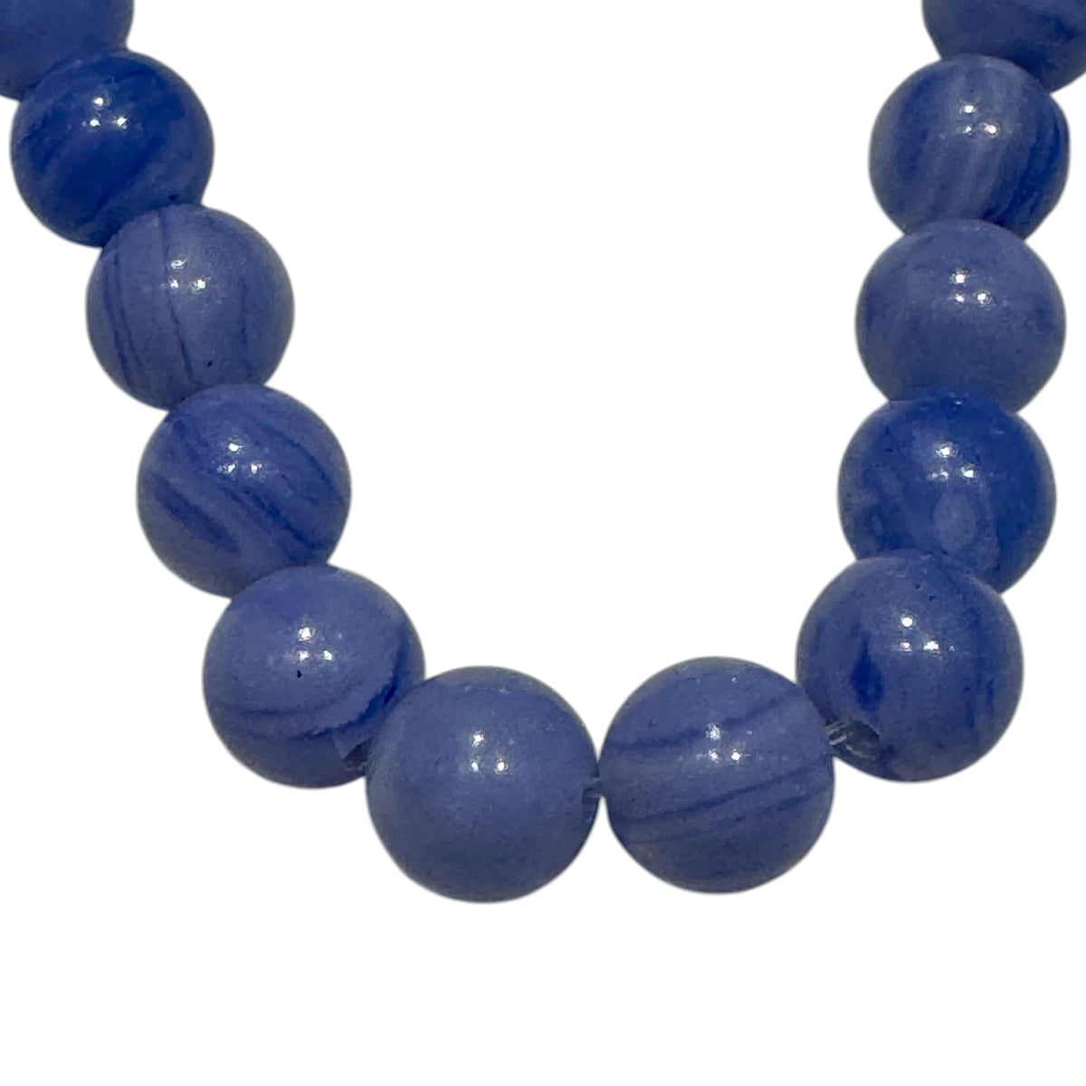 Agate Bleue Dentelle Fil de Perles Naturelle 6-8mm, env 39cm