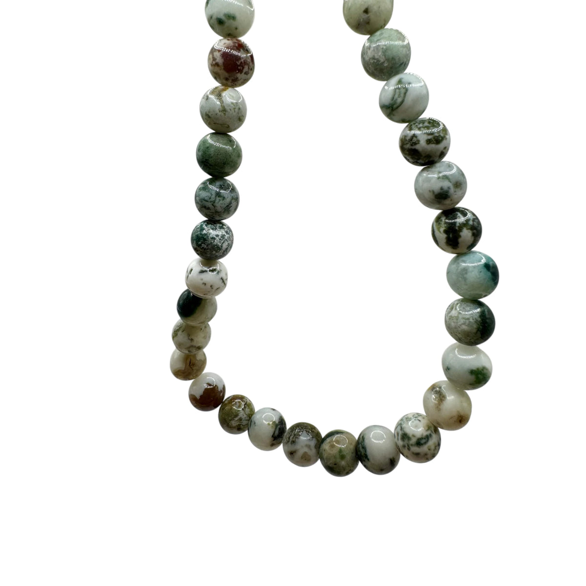 Agate Arbre Fil de Perles Naturelle 6-8-10mm, env 39cm
