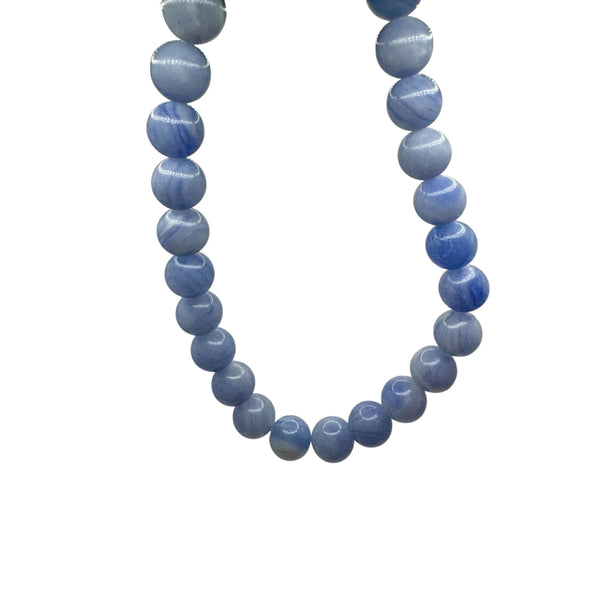 Agate Bleue Dentelle Fil de Perles Naturelle 6-8mm, env 39cm