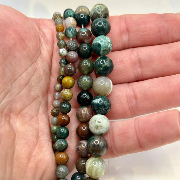 Agate Indienne Fil de Perles Naturelle 6-8mm, env 39cm