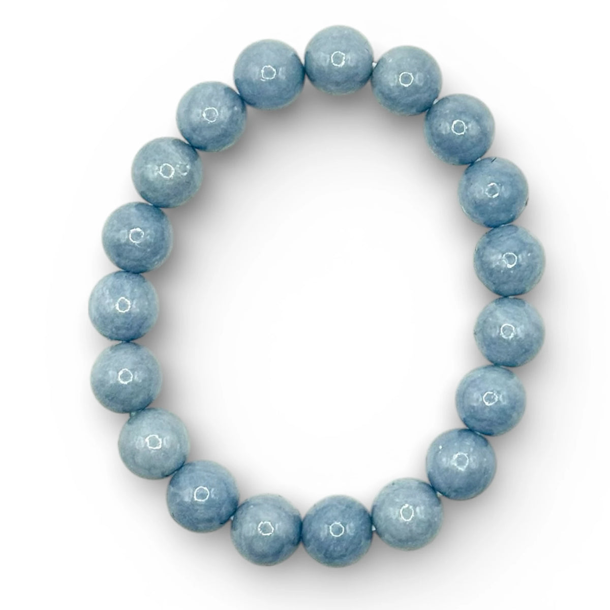 Bracelet “Paix & Connexion” en Angélite Perles Rondes