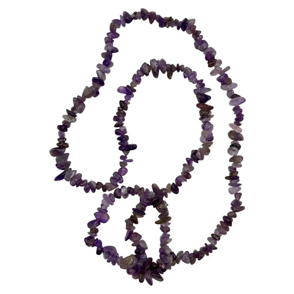 Fil de perles naturelles d' Améthyste chips / Baroque 80cm