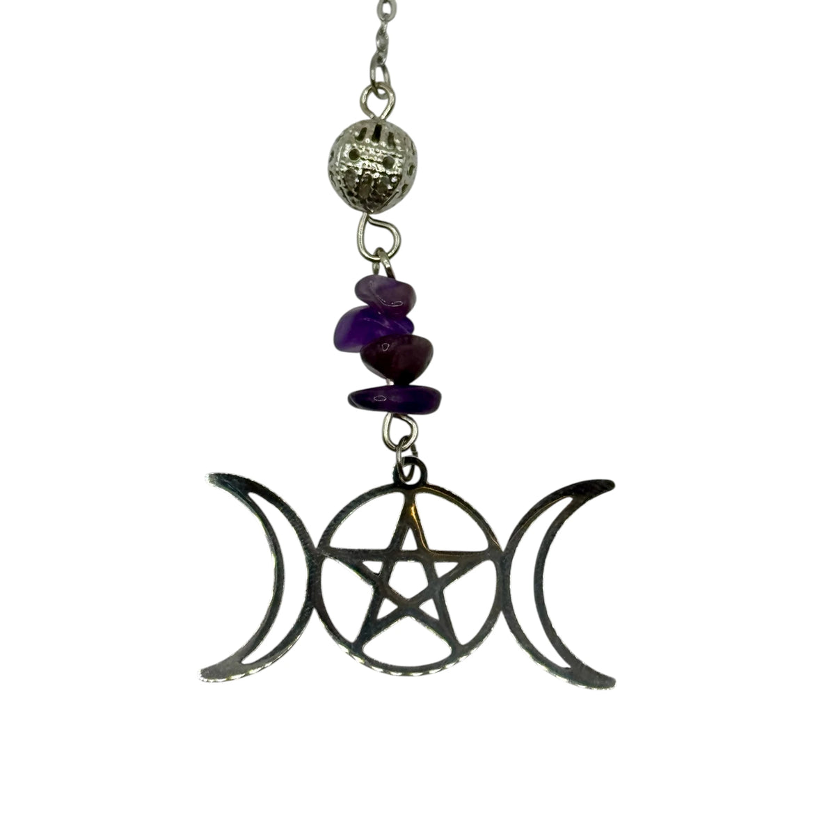 Pendule Améthyste avec Triple Lune et Pentagramme