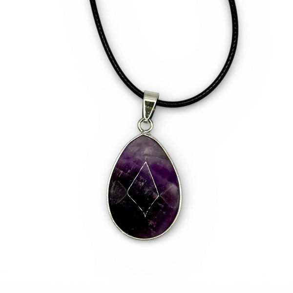 Pendentif Améthyste Chevron Facettée 31x20mm
