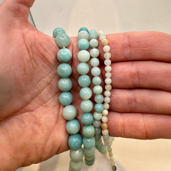Amazonite Fil de Perles Naturelle 4-6-8-10mm, env 39cm