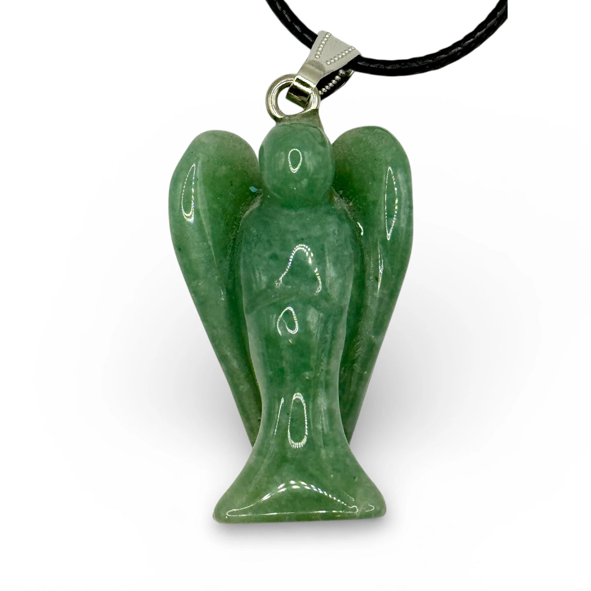 Pendentif Ange, 36mm, Aventurine Verte avec cordon réglable