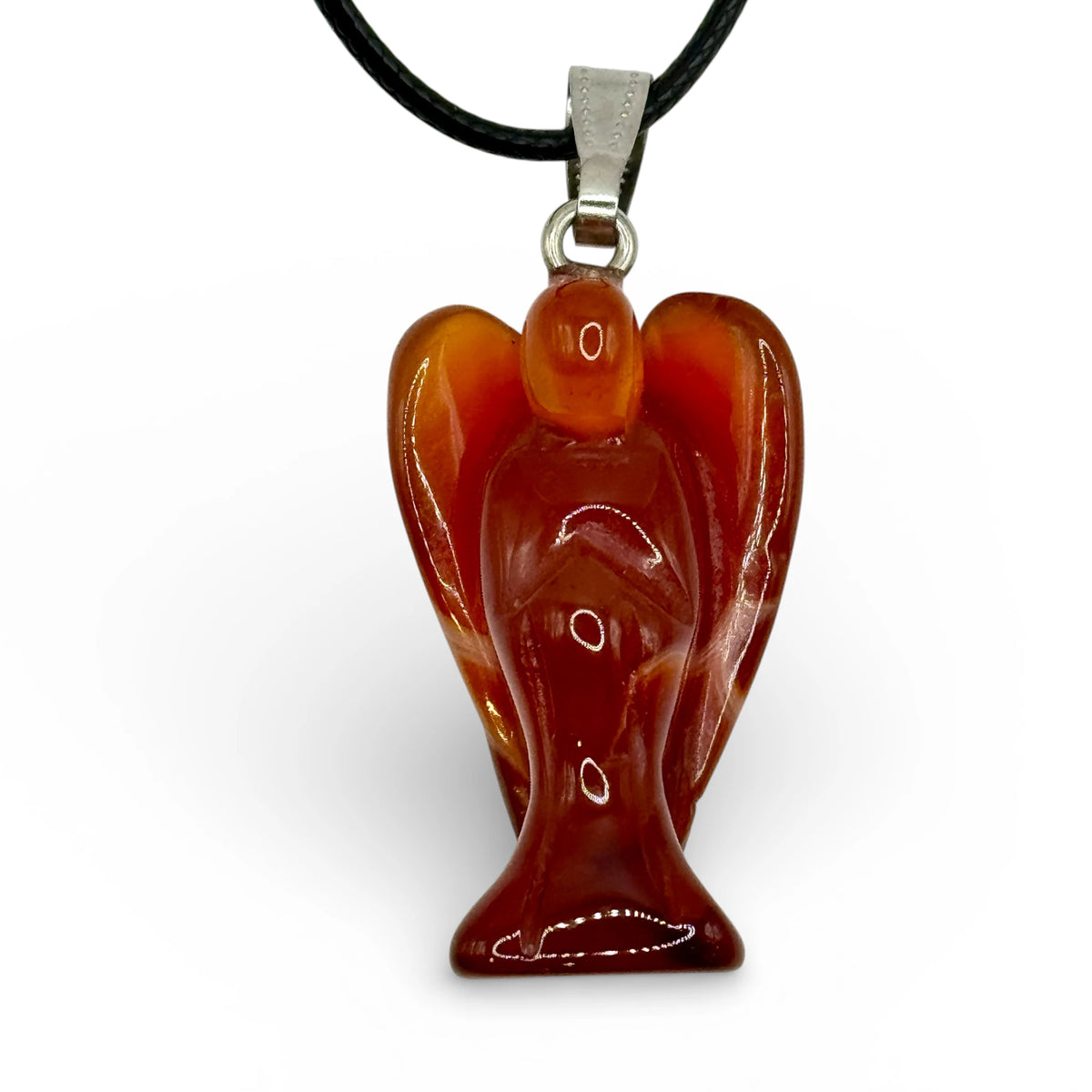 Pendentif Ange en Cornaline 36mm avec cordon réglable