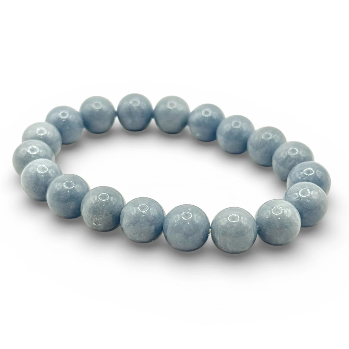 Bracelet “Paix & Connexion” en Angélite Perles Rondes