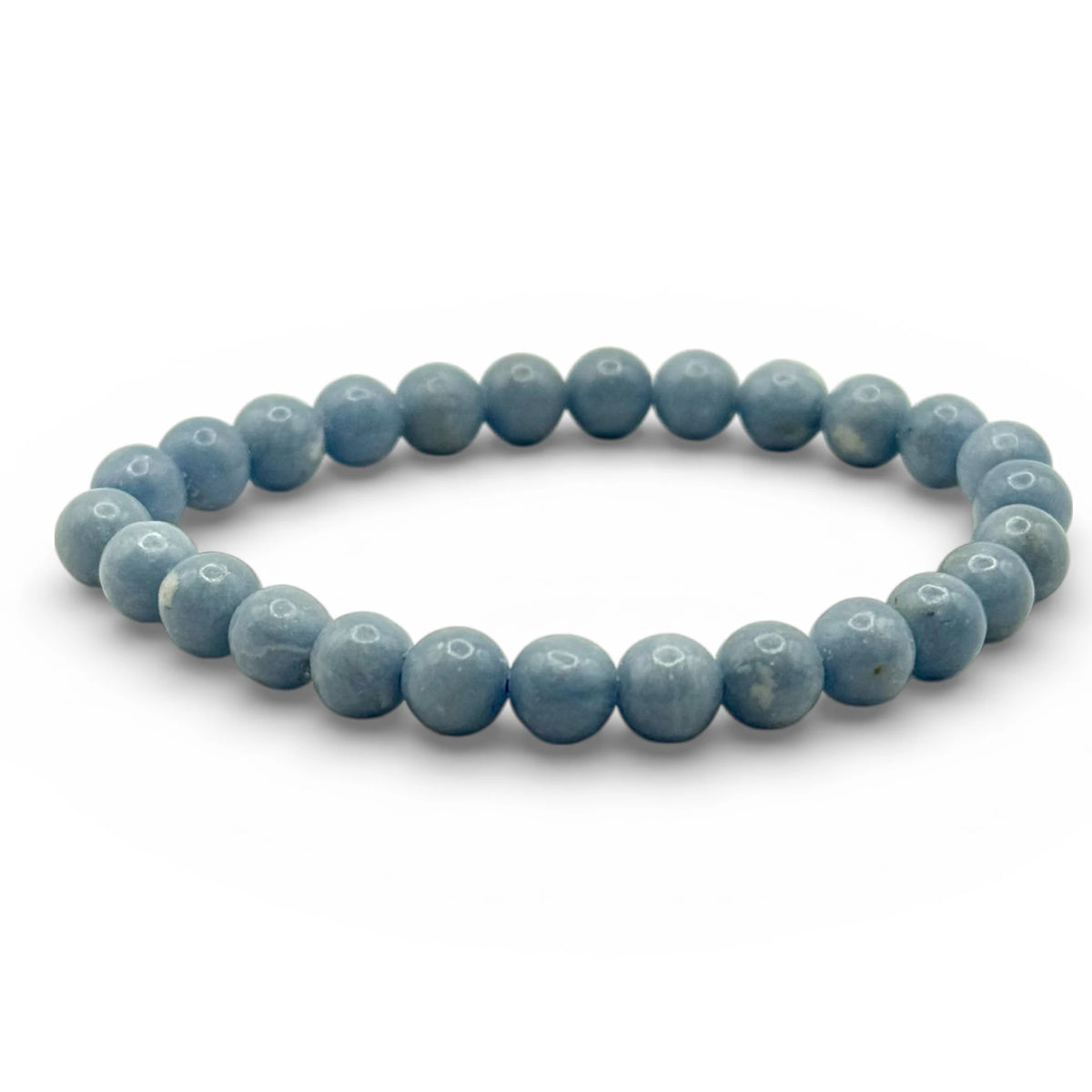 Bracelet “Paix & Connexion” en Angélite Perles Rondes