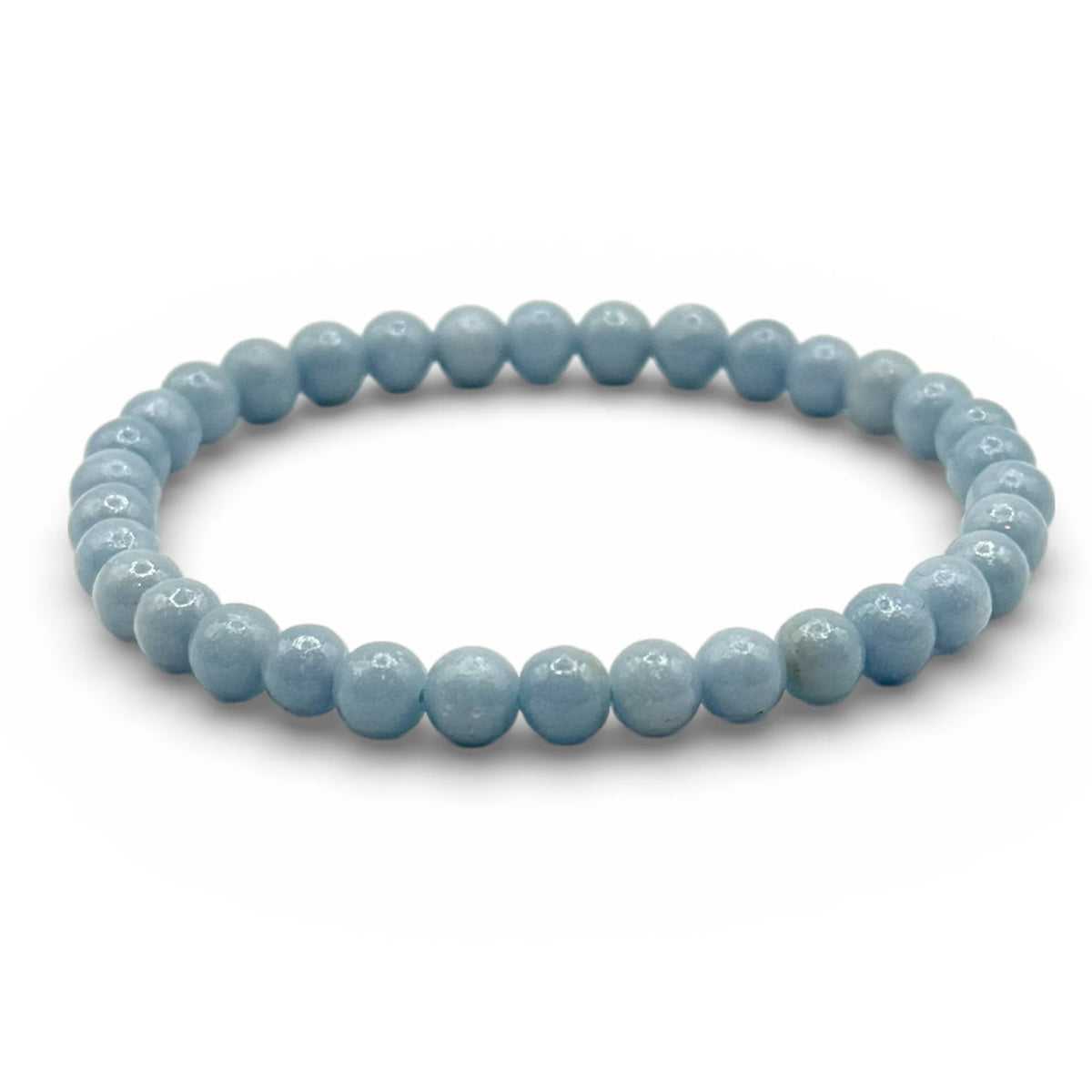 Bracelet “Paix & Connexion” en Angélite Perles Rondes