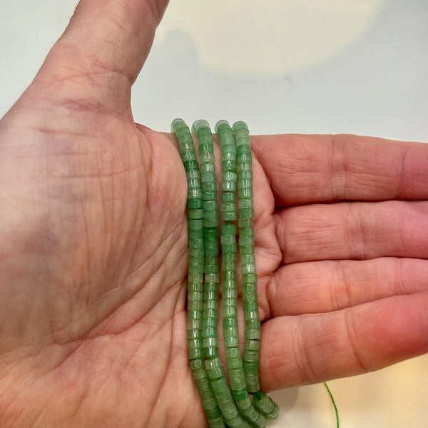 Aventurine Verte Fil de Perles Naturelle Heishi 3.8-4.2x2-4.5mm, env 39cm