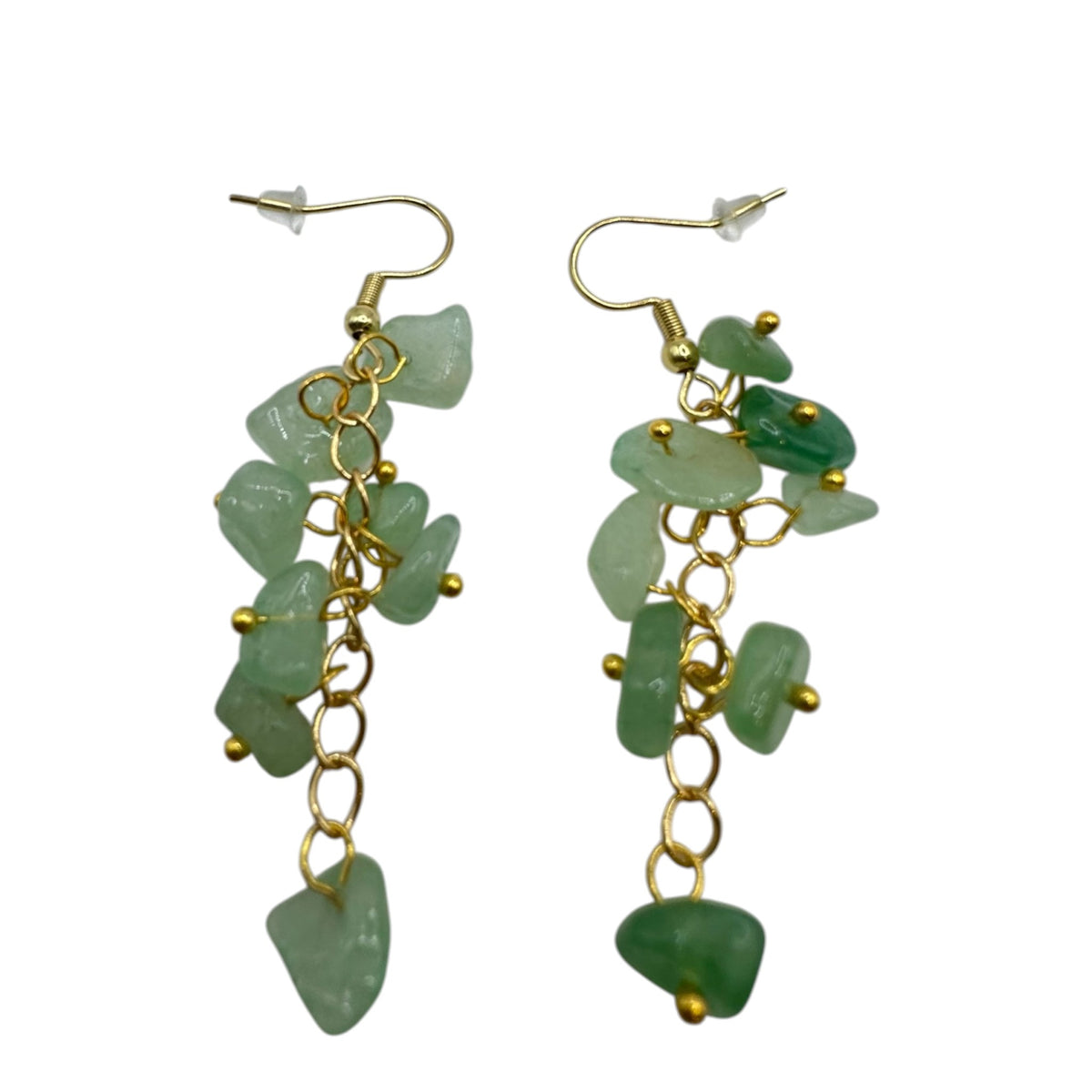 Boucles d'oreilles dorée Aventurine Verte et acier inoxydable