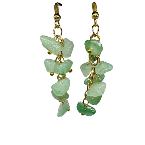 Boucles d'oreilles dorée Aventurine Verte et acier inoxydable