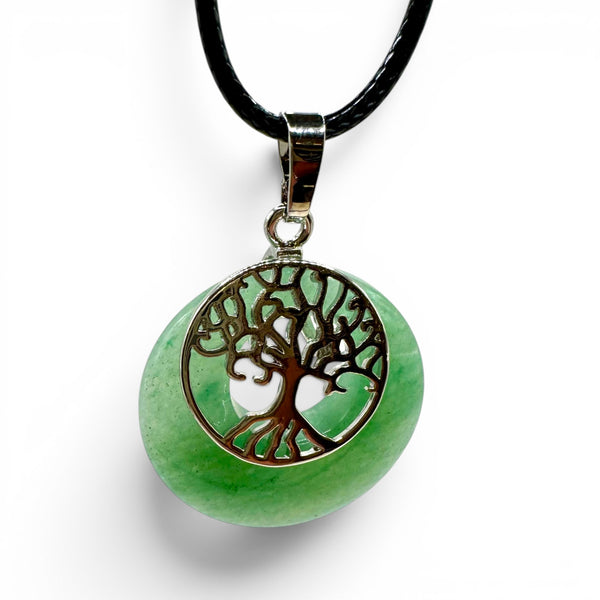 Pendentif Aventurine Verte et Arbre de Vie