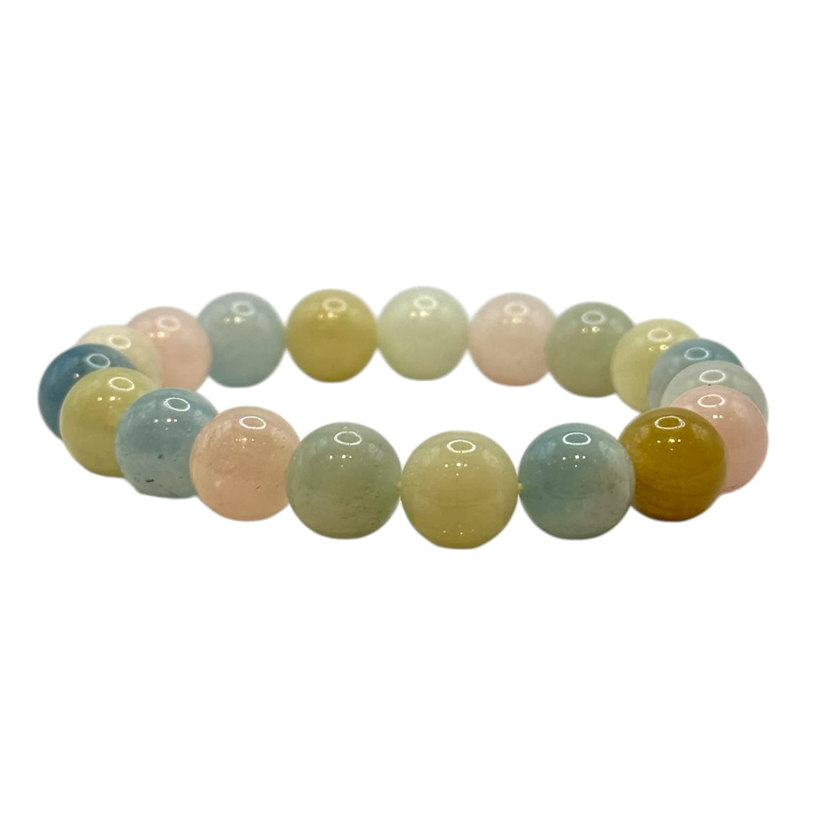 Bracelet "Bien-Être & Compassion" en Aigue-Marine et Morganite Perles Rondes