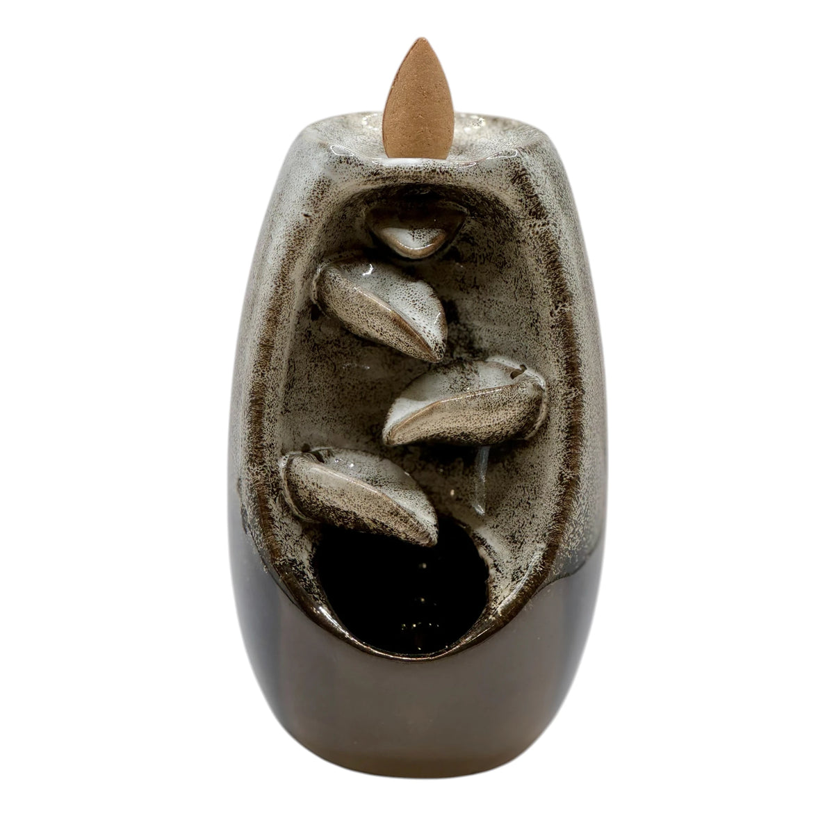 Fontaine Backflow Céramique Beige Cascade de Feuilles 13cm