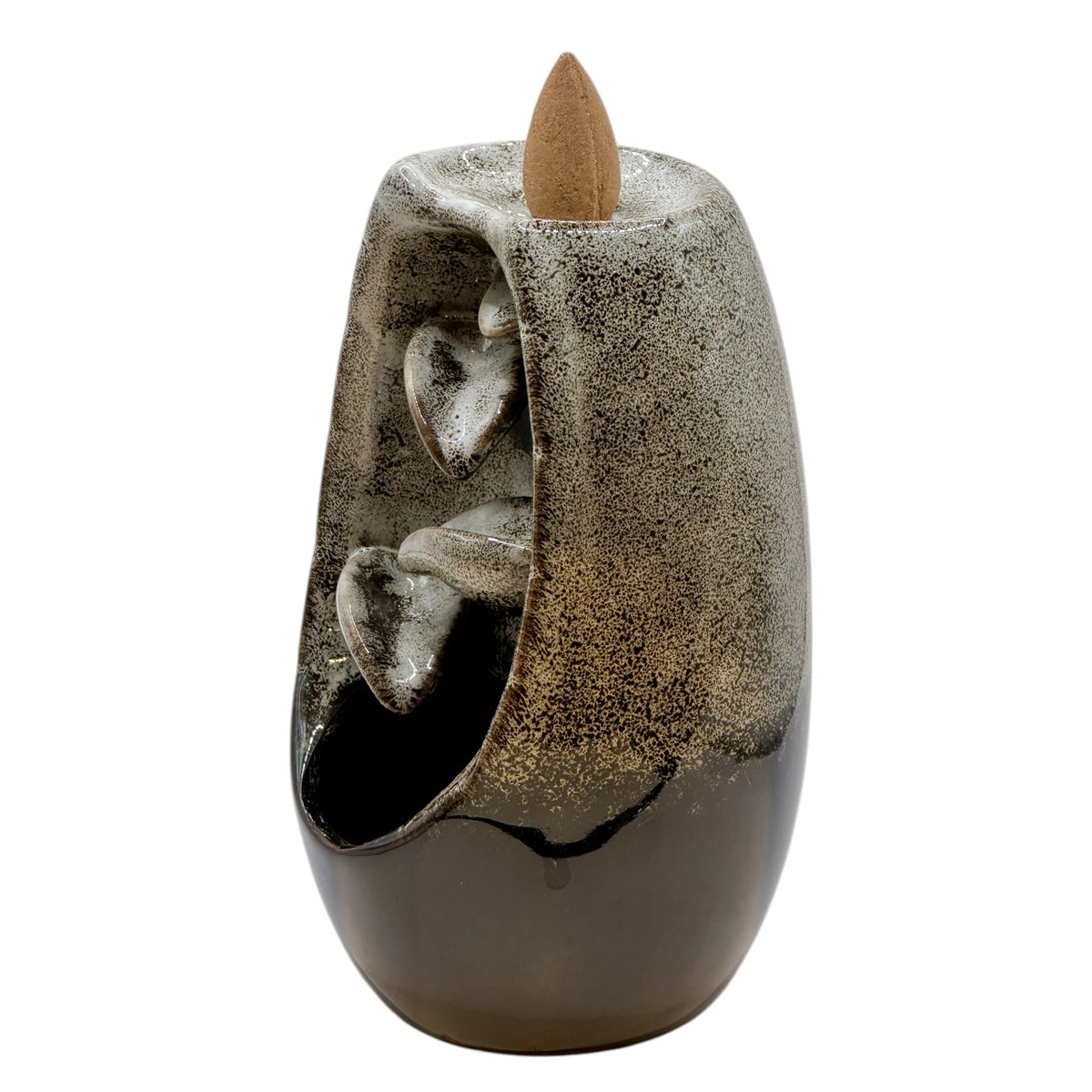 Fontaine Backflow Céramique Beige Cascade de Feuilles 13cm