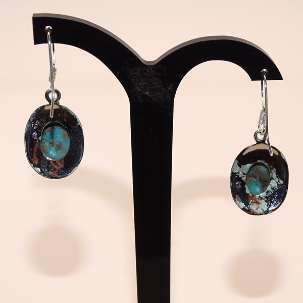 Boucles d'oreilles Turquoise d'Arizona sertie en Argent 925